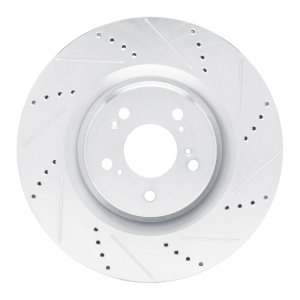 Acura TLX Brake Rotor (1) - Front Right - R1 Concepts - Drilled & Slotted - Silver - `21-`25